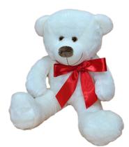 Urso De Pelúcia Baunilha Super Macio 50 Cm - Com Laço Colorido, Decoração Quarto Infantil - XU BABY