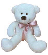 Urso De Pelúcia Baunilha Super Macio 50 Cm - Com Laço Colorido, Decoração Quarto Infantil - XU BABY