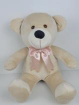 Urso De Pelúcia Bolota Médio 50CM Doce De Leite Com Laços Coloridos Para Presentes e Decorações