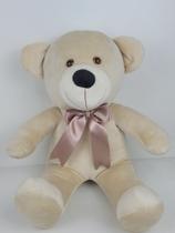 Urso De Pelúcia Bolota Médio 50CM Doce De Leite Com Laços Coloridos Para Presentes e Decorações
