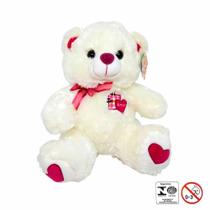 Urso de Pelucia Bordado Amor e Laco 30 Cm Fizzy Cor Sortida