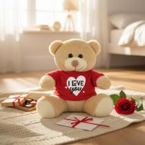 Urso De Pelúcia Camiseta I Love You 20cm Toybrink