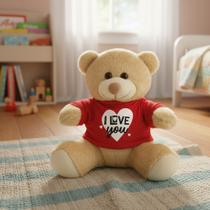 Urso De Pelúcia Camiseta I Love You 25cm Urso De Pelúcia Camiseta I Love You 25cm