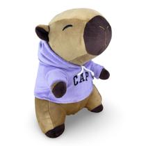 Urso de Pelúcia Capivara 20cm Com Capuz Lilás Presente Infantil