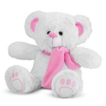 Urso de Pelúcia com Cachecol Rosa 30 cm Antialérgico
