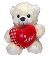 Urso de Pelúcia Com Coração 18cm FC2597 Bege/Creme/Marrom - Fizzy Urso de Pelúcia Com Coração 18cm FC2597 Bege/Creme/Marrom - Fizzy