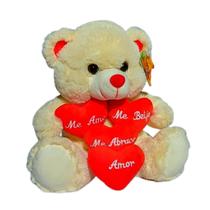 Urso De Pelúcia Com Coração Amor Te Amo 28cm Creme Lindo Urso De Pelúcia Com Coração Amor Te Amo 28cm Creme Lindo