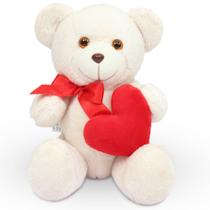 Urso de Pelúcia com Coração Baunilha 20cm