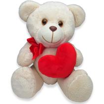 Urso de Pelúcia com Coração Baunilha 25cm