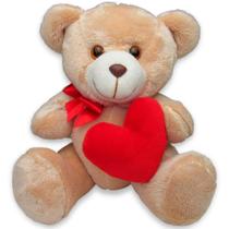Urso de Pelúcia com Coração Caramelo 25cm