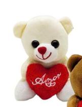 Urso De Pelúcia Com Coração FD5063 Bege/Creme/Marrom - Fizzy