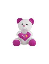 Urso De Pelúcia Com Coração Roxo 25 Cm Antialérgico