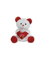 Urso De Pelúcia Com Coração Vermelho 25 Cm Antialérgico