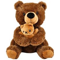 Urso de Pelúcia Com Filhote Nicho Bebê Ursinho Safari Bear