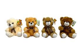 Urso De Pelúcia Com Laço 18cm FC2608 Creme/Bege/Marrom - Fizzy