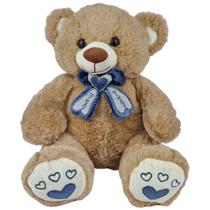 Urso de Pelúcia Com Laço 35cm Love Luxo Ursinho Teddy Amor