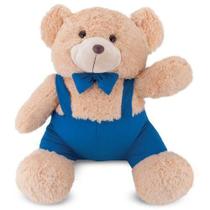 Urso de Pelúcia com Macacão Azul 55 cm Antialérgico