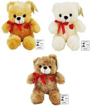 Urso de Pelúcia Coração 25cm Bege/Creme/Marrom FC2654 - Fizzy