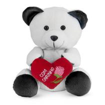 Urso de Pelúcia Eu Te Amo Preto e Branco 20 cm Antialérgico