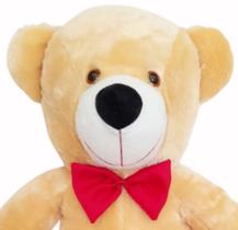 Urso De Pelúcia Fofinho Teddy Com Laço- 50cm Antialérgico