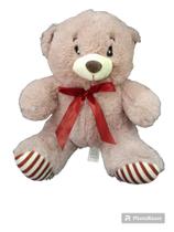 Urso de pelúcia fofo com laço de 25cm
