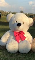 Urso De Pelúcia Gigante Teddy - 90cm com Laço - Barros Baby