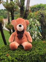 Urso De Pelúcia Gigante Teddy - 90cm Mel com Laço Tabaco - Barros Baby Store