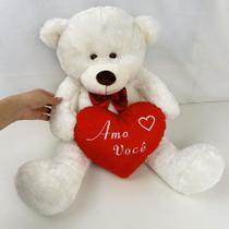 Urso De Pelúcia Grande Com Coração 50cm Bicho Macio Presente Urso De Pelúcia Grande Com Coração 50cm Bicho Macio Presente