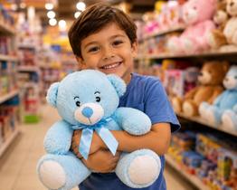 Urso De Pelúcia João e Maria Fábula FZ 25cm Cor:Azul Urso De Pelúcia João e Maria Fábula FZ 25cm Cor:Azul