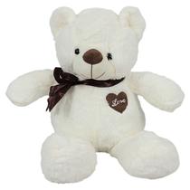 Urso De Pelúcia Lacinho Lateral Coração LOve 52cms - Branco