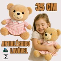 Urso de Pelúcia Listrado Rosa 35cm com Zíper e Enchimento Lavável Antialérgico Urso de Pelúcia Listrado Rosa 35cm com Zíper e Enchimento Lavável Antialérgico