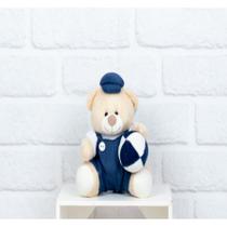 Urso de pelucia macacão com brinquedo - tedde 12 cm