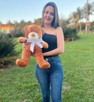 Urso De Pelucia Macio Bicho 50cm Criança Presente Com Laço Várias Cores