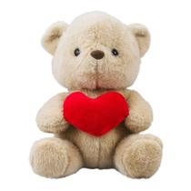 Urso de Pelúcia Marrom Sentado Com Coração 19cm