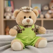 Urso De Pelúcia Menino Com Chapéu 20cm Anti-alérgico