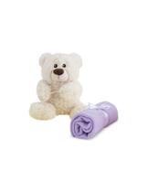 Urso de Pelúcia Naninha com Cobertor Lilás 25 cm Antialérgico