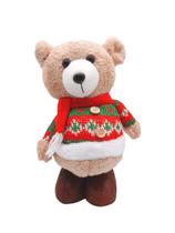 Urso De Pelúcia Natalino 40cm Enfeite Boneco Natal Cachecol