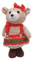 Urso De Pelúcia Natalino 40cm Enfeite Boneco Natal Cachecol