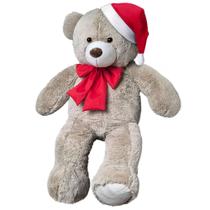 Urso de Pelúcia Natalino Com Gorro E Laço 50cm Presente De Natal Urso de Pelúcia Natalino Com Gorro E Laço 50cm Presente De Natal
