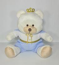 Urso De Pelúcia Príncipe Realeza Grande 50 cm Azul Bebê - PolyBaby