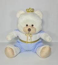 Urso De Pelúcia Príncipe Realeza Grande 50 cm Azul Bebê - PolyBaby Urso De Pelúcia Príncipe Realeza Grande 50 cm Azul Bebê - PolyBaby