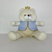 Urso De Pelúcia Realeza Príncipe Grande 50 cm Azul Bebê