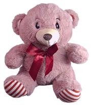 Urso De Pelúcia Safari Com Laço Vermelho 25Cms - Roxo