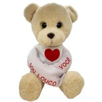 Urso de Pelúcia ''Sou Louco por Você'' - Bege - 35cm - 1 unidade - Rizzo