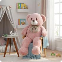 Urso De Pelucia Teddy Gigante Laço Removível Hipoalergênico