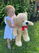 Urso De Pelúcia Teddy Grande Com Laço 50cm Muito Macio - Doce de Leite - Beca Baby