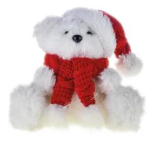 Urso Decorativo Pelúcia Sentado Gorro Vrm 14x15x11