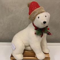 Urso Em Feltro Com Gorro Vermelho 33cm Tok Da Casa-Pç