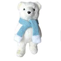 Urso Em Palha Branco Com Cachecol 30cm Tok Da Casa-Pç