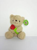 Urso Embaixador do Romantismo Marrom com Rosa Vermelha - 20 cm de Pelúcia